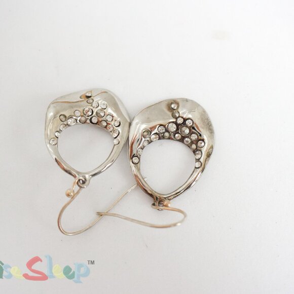 *Alexis Bittar*  Silver Rhinestone Encrusted Dangle Earrings. - Picture 7 of 10